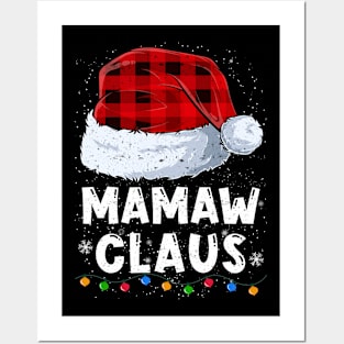 Mamaw Claus Red Plaid Christmas Santa Family Matching Pajama Posters and Art